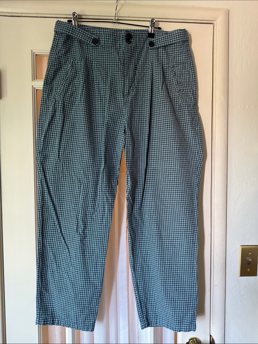 Women’s Sundance Blue Gingham Pleated Pants